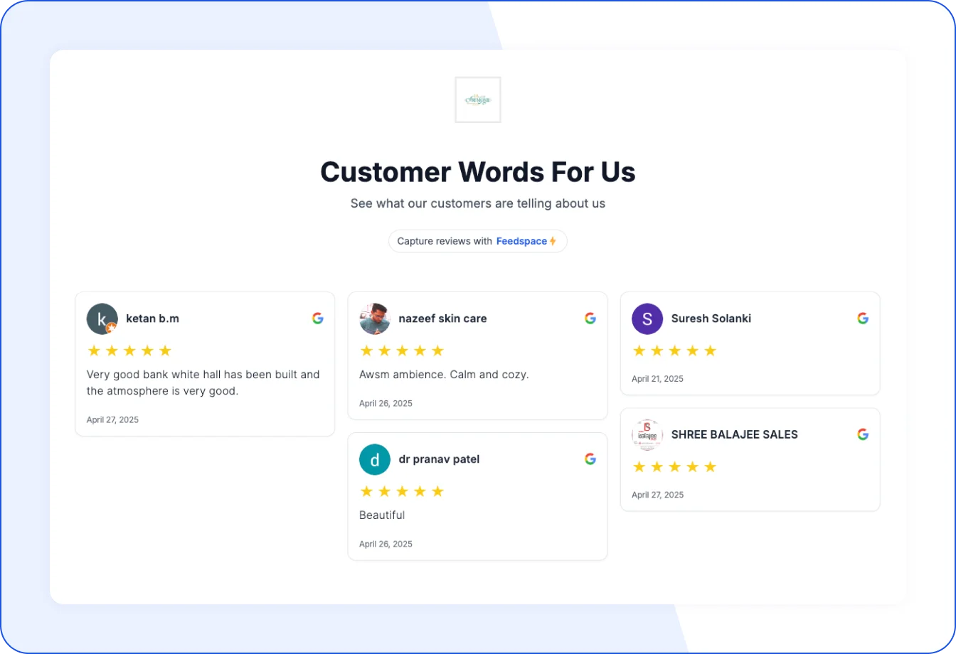 La Ceremonie restaurant using Feedspace to market customer reviews and build trust